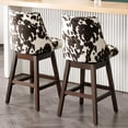 thumbnail image 2 of Guyou 27.5"Counter Height Bar Stools Set of 2, Nailhead Trim Velvet Barstools with Back and Wood Legs, 360°Swivel Upholstered Stool Chairs for Kitchen Island Breakfast Bar Restaurant, Cow, 2 of 10