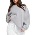 thumbnail image 2 of adviicd Women's Crewneck Sweatshirt Boyfriend Style Casual Loose Sweatshirts L,Grey, 2 of 5