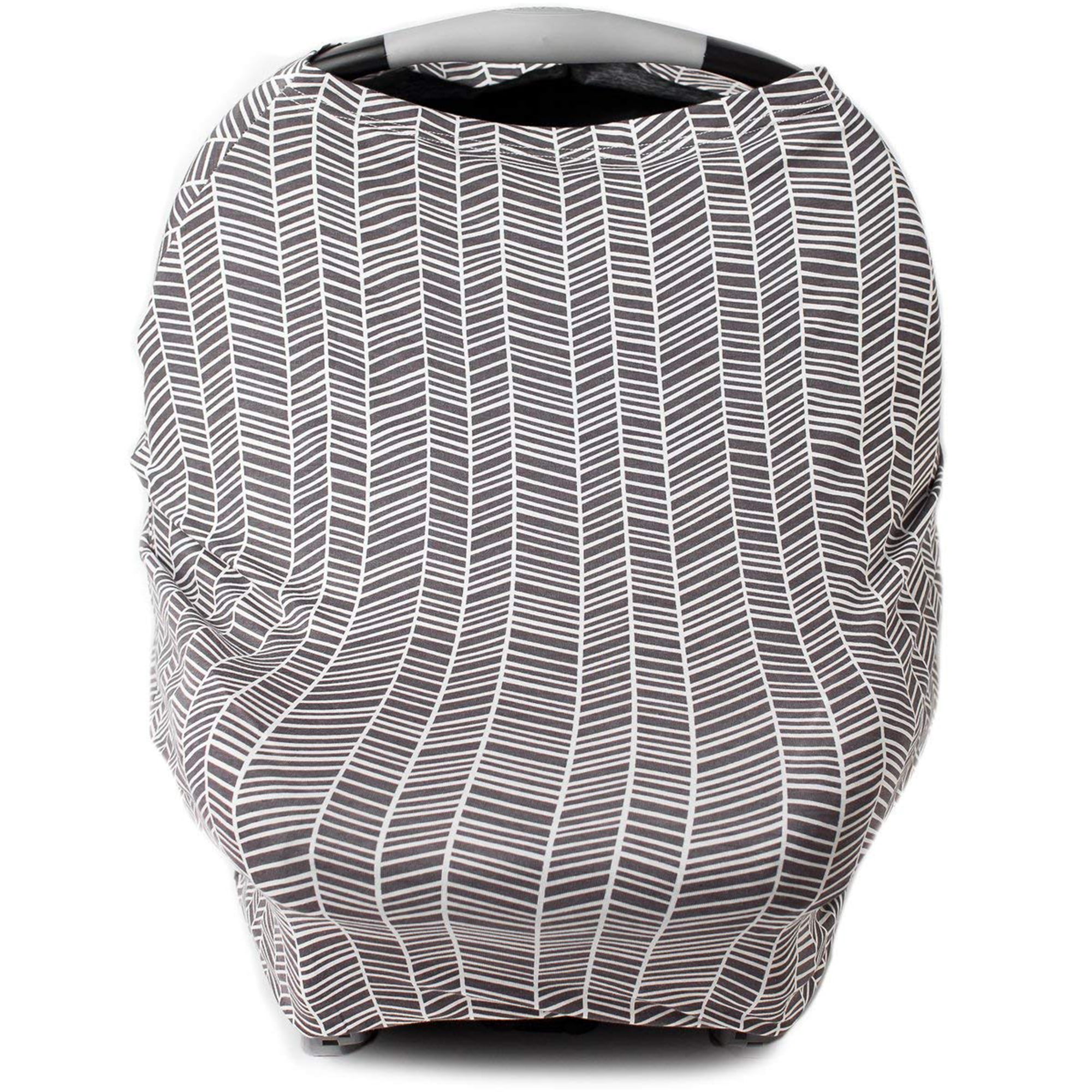 Geometric Bon Appetit Grey Baby Shower Gift for Boys and Girls Full Coverage Nursing Cover and Infant Car Seat Canopy with Pack-Away Pocket Black Triangles Multi Use Soft & Stretchy