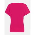thumbnail image 2 of Women's V Neck T Shirts Casual Rolled Short Sleeve Side Split Summer Tops Loose Fit, 2 of 5