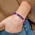 thumbnail image 4 of Chisel Stainless Steel Antiqued and Polished 8mm Purple Stone Beaded 7 inch Stretch Bracelet, 4 of 4