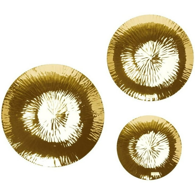 Home Gear Chimera 3 Plaques Murales Rondes en Aluminium Serties en Or