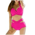 thumbnail image 6 of Frostluinai Women's Bikini Swimsuit Halter Wrap Backless Bathing Suits Solid Color Cross Lace up Two Piece Swimwear Gifts for Women Clearance, 6 of 9