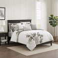 thumbnail image 7 of 7 Piece Cotton King Comforter Set with Floral Print, Gray and White, 7 of 7