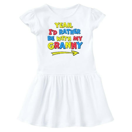 

Inktastic Yeah I d Rather be with My Granny in Red Yellow and Blue Gift Baby Girl Dress