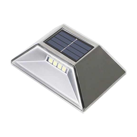 Solar Lights Outdoor - Silver Plastic Solar-Powered Stair Step Lights, High Brightness 3.94x2.76in Waterproof Patio Decoration for Garden/Pathway/Walkway (Automatic On/Off)