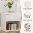 thumbnail image 5 of XIAOWEI 2Pc Fluted Nightstand White 22.8" HideDrawer Shelf, 5 of 6