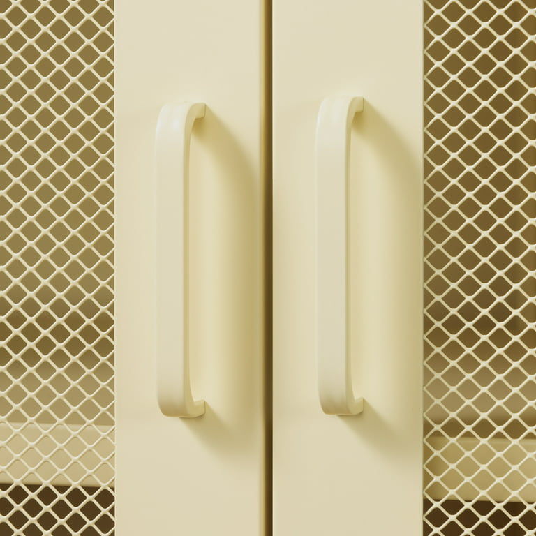 South Shore Crea Metal Mesh 2-Door Accent Cabinet, Pale Yellow