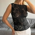 thumbnail image 2 of Women Summer Tops Women's Casual Round Neck Cover Slim Splicing Solid Color Lace Vest Top Compression Shirts Women M 1 Casual Tie Bras Small Top Junior Cropped Thick Strap Blouse for Summer Black S, 2 of 9