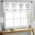 thumbnail image 2 of Black White Valance Curtains for Kitchen/Living Room/Bathroom/Bedroom Window, Rod Pocket Small Topper Half Short Window Curtains Voile Sheer Scarf, Cartoon Farmhouse Retro 60"x18", 2 of 8
