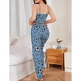 thumbnail image 4 of Gkeoshab Womens Pajama Sets Women's 2026 Summer Ribbed Two Piece Loungewear Heart Print Cami Top & Wide Leg Pants Set Casual Comfortable Outfit, 4 of 5