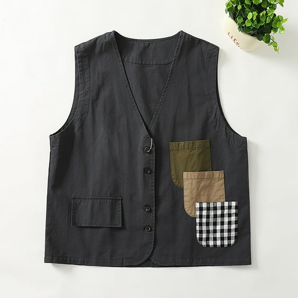 Chaquetas y abrigos casuales sin mangas y sin capucha para mujer, chaleco de lino vaquero, cárdigan informal de tendencia sin mangas de mezclilla, abrigo para mujer