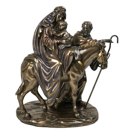 Flight to Egypt Holy Family Mary Joseph and Jesus On Donkey Figurine 9"H