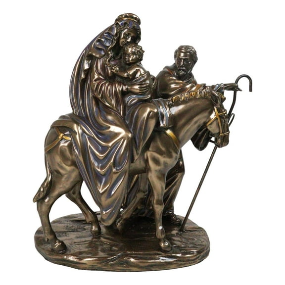 Flight to Egypt Holy Family Mary Joseph and Jesus On Donkey Figurine 9"H