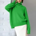 thumbnail image 2 of Daznico Women's Knitted Sweaters,Women Long High Neck Solid Color Ribbed Knit Lightweight Pullover Sweater,Womens Oversized Sweaters,Size M, 2 of 6
