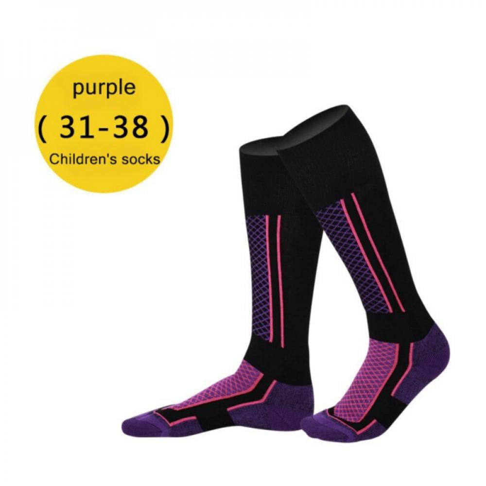 4 Pairs Children Boys Girls Ski Socks Snowboard Hiking Warm Thick Stockings 