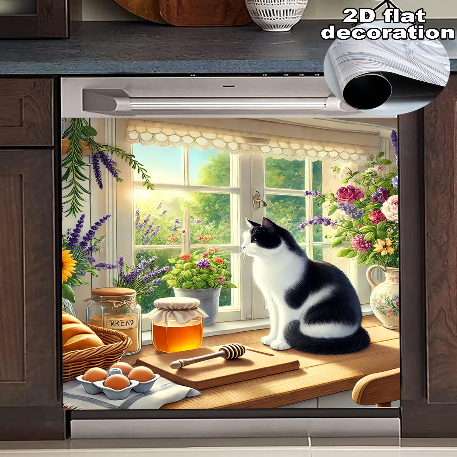 Cat Dishwasher Cover Decorative Magnet Dishwasher Covers for The Front Dishwasher Door Magnet Cover Sticker for Dishwasher Magnetic Dishwasher Cover Panel Decals Kitchen 1pc