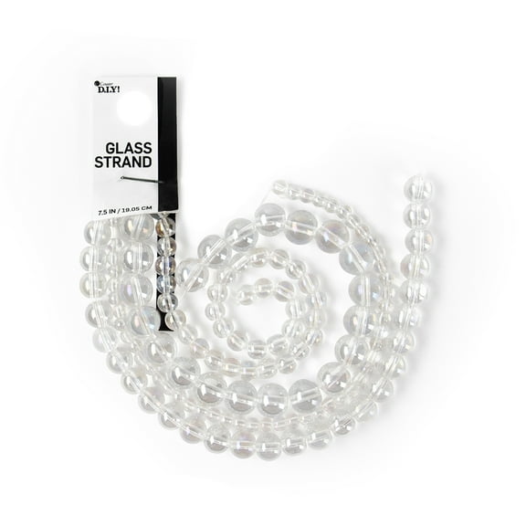 Cousin DIY Clear Round Glass Bead Strand in Multiple Sizes, 7.5 inch, 4 Strands, 120 Pieces