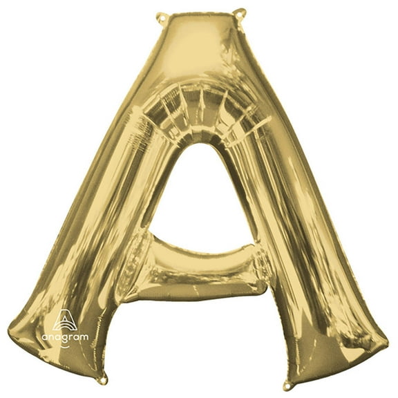 34 inch Letter A - Anagram - White Gold Foil Mylar Balloon - Party Supplies Decorations