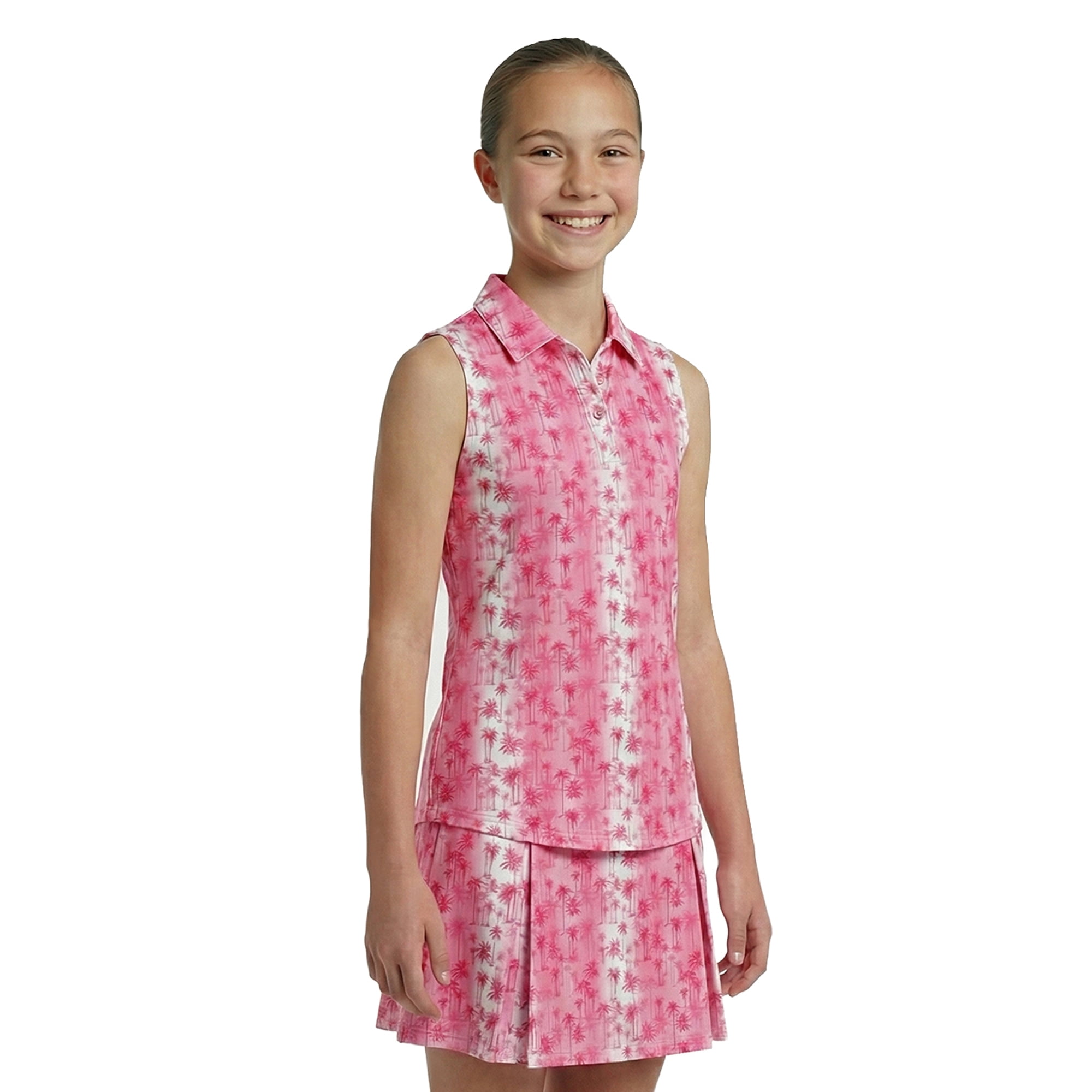 Birdie Bound Girls Sunset Palm Polo Shirt, Sizes 4-16