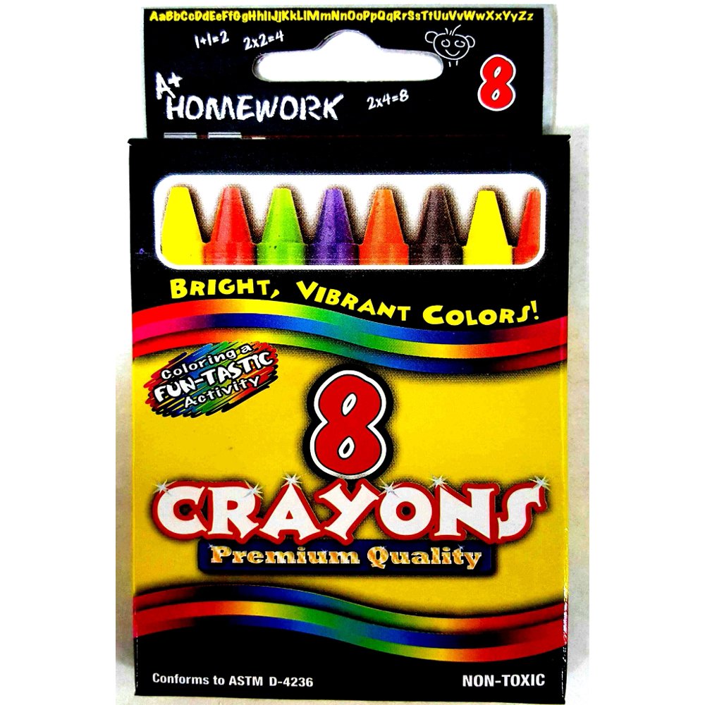 Bulk Crayons assorted colors 8 count boxed Case Pack 96