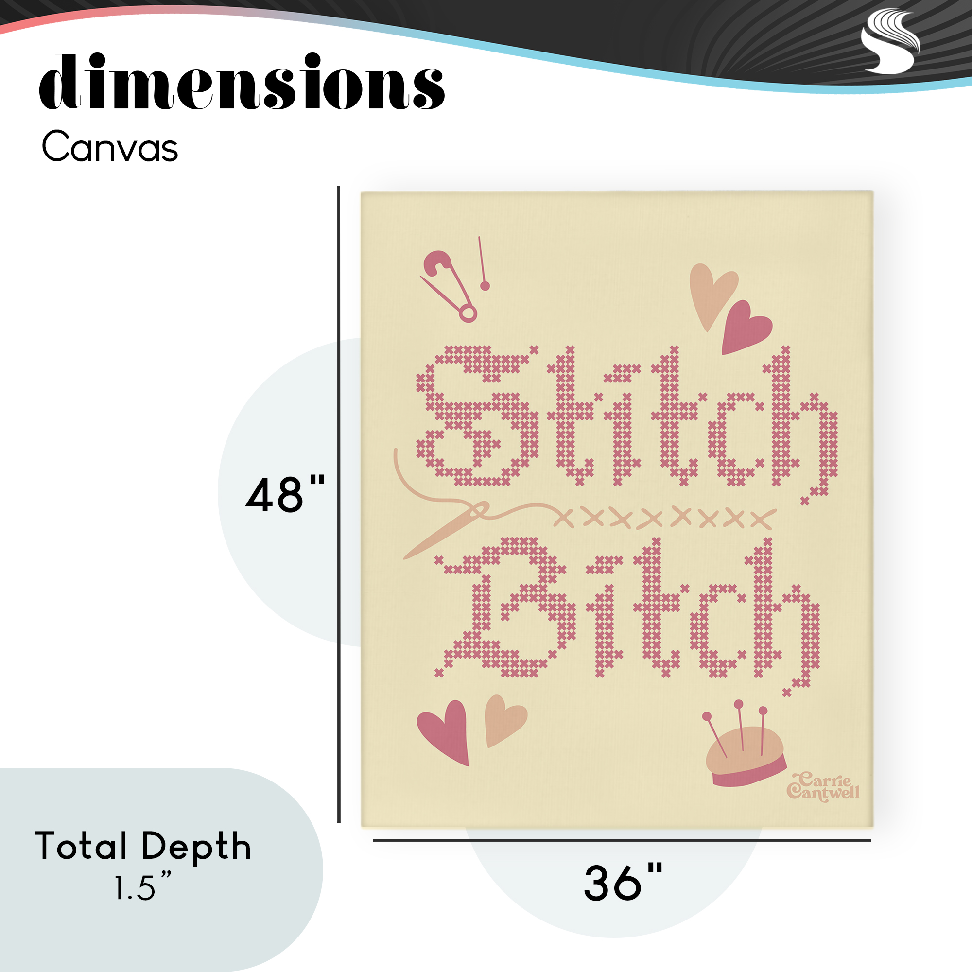 Stitch B*tch Embroidery Craft Canvas Wall Art, design by Carrie Cantwell
