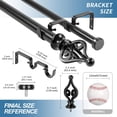 thumbnail image 2 of Urbanest Adjustable Double Curtain Rod Set Portia Flat Button Finials – 1″ Front & 3/4″ Back Rod With Black Rod, 48–84 Inches, 2 of 6