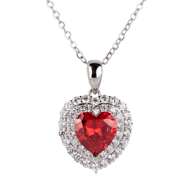 Collar para Mujer de Plata .925 con Zirconia Cúbica, LuckyLy Cadena y Dije de Corazón Brillante – Joyería Ideal como Regalos para Mamá y Regalos para Mujer San Valentín y Navidad, Modelo Zaria rojo