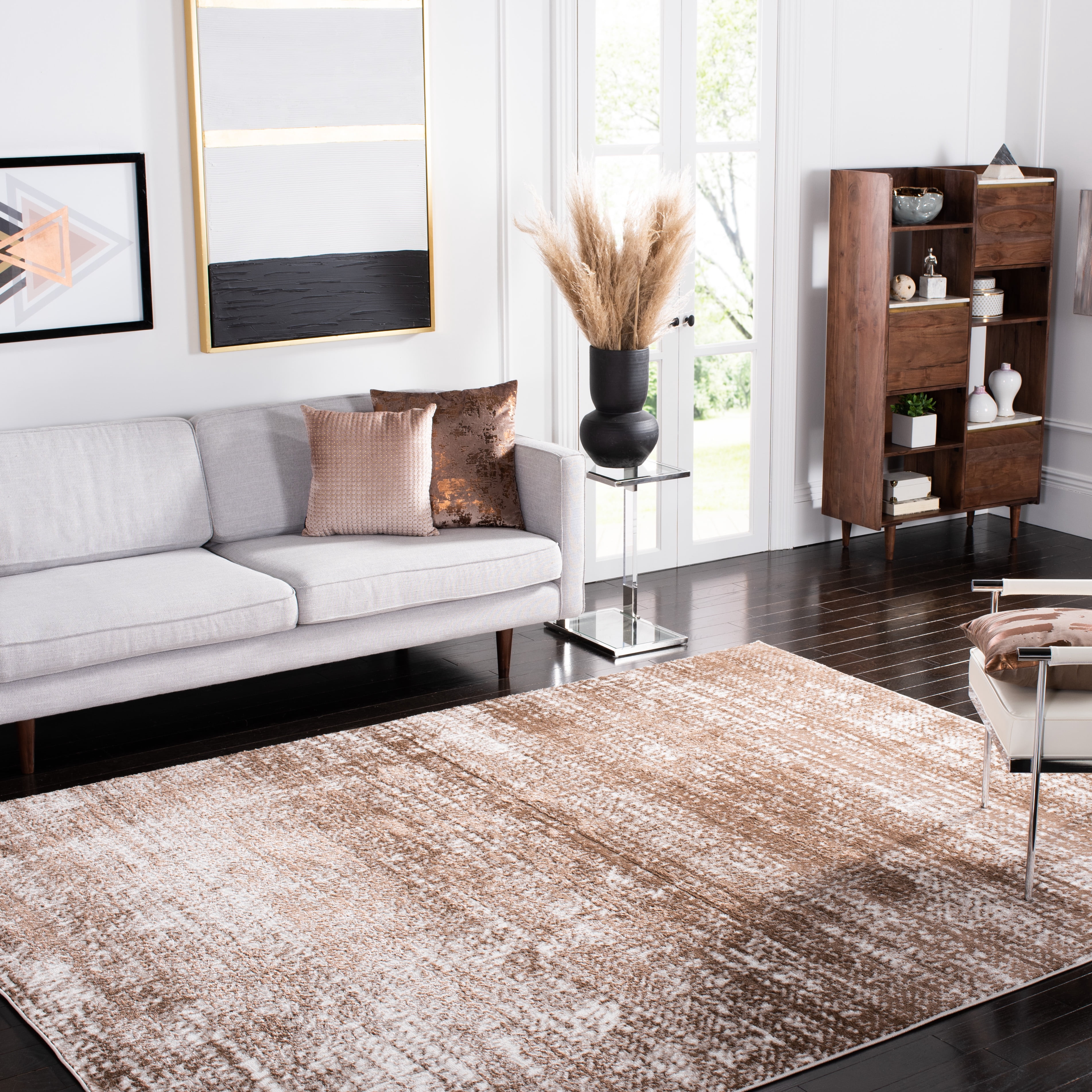 SAFAVIEH Skyler Elsie Abstract Area Rug, Brown/Ivory, 9' x 12'