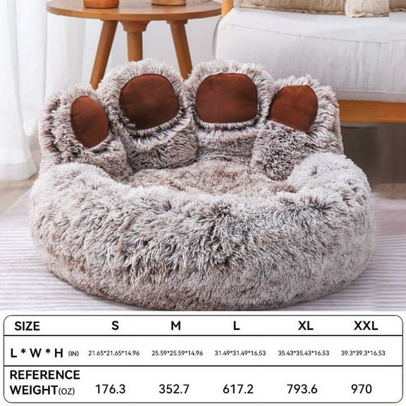 Pet Sofa, Soft Bear Paw Shape Pet Sleeping Bed For Indoor Dogs & Cats, Warm Cat Cushion Bed