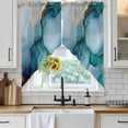 thumbnail image 4 of Teal Blue Marble Kitchen Window Curtains, Swag Curtains Valance for Bedroom Living Room Bathroom, Abstract Artwork Aesthetic Rod Pocket Window Treatment Curtain Block Drapes 2 Panels 36"x63", 4 of 9