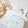 thumbnail image 3 of spefrowx Coquette Multi Bow Print Twin Duvet Cover for Girls, Blue Heart Star Twin Bedding, Stars Reversible, 2pcs, 1 Duvet Cover and 1 Pillowcase, 3 of 6
