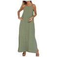 thumbnail image 1 of Women's Boho Long Dresses Solid Color Split Strap for Summer, 1 of 6