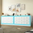 thumbnail image 6 of White Dresser for Bedroom, 63" Wood 9 Drawer Dresser with LED Light, Long Dressers & Chests of Drawers with Deep Drawers, 34" Tall Storage Cabinet for Bedroom, Living Room, Hallway, 6 of 8