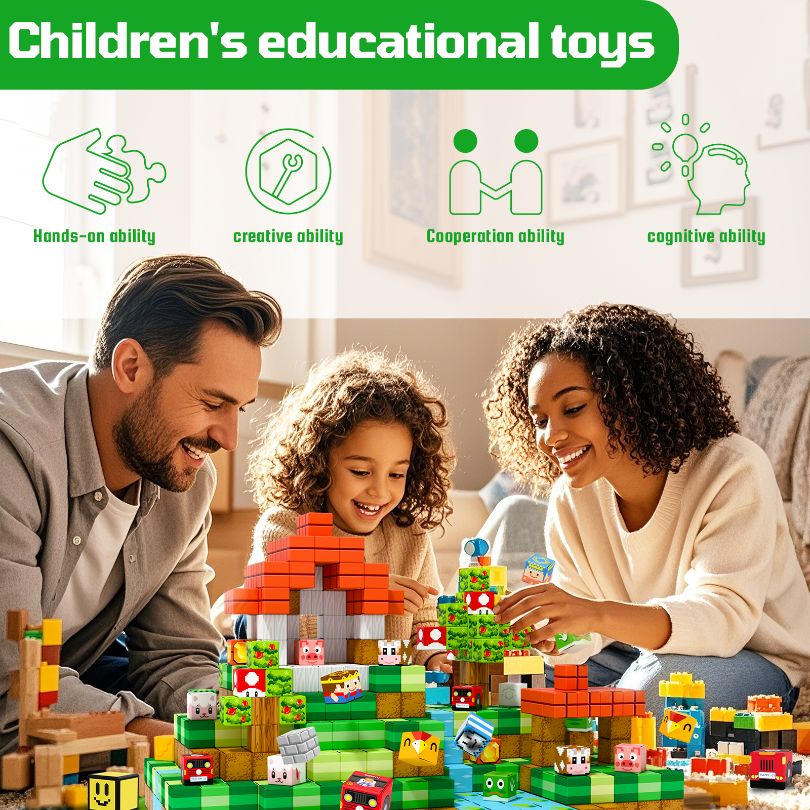 200pcs Farm Animal Magnetic Building Blocks for Kids | STEM Montessori Sensory Toys for School & Home | Construction Toys & Holiday Gifts for Boys Girls Ages 3-12