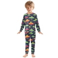 thumbnail image 6 of FORMRS Long Sleeve Top and Pants Pajama Set for Niños 2-Piece Sleepwear, Sizes 18M-8Y, Colorful Space Cat, 6 of 6