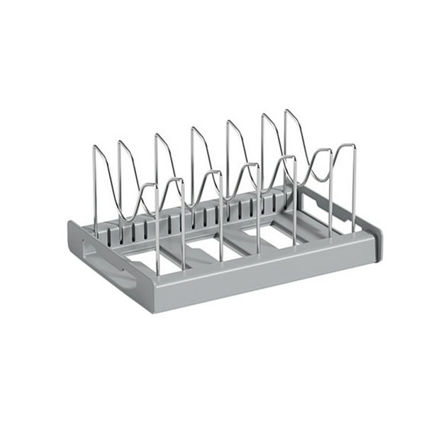 Yhmxh Utensilios de cocina Organizador de ollas extensible para armario, tapa de olla con compartimento ajustable para armario de cocina, rejilla para hornear y freír. Muebles para cocina