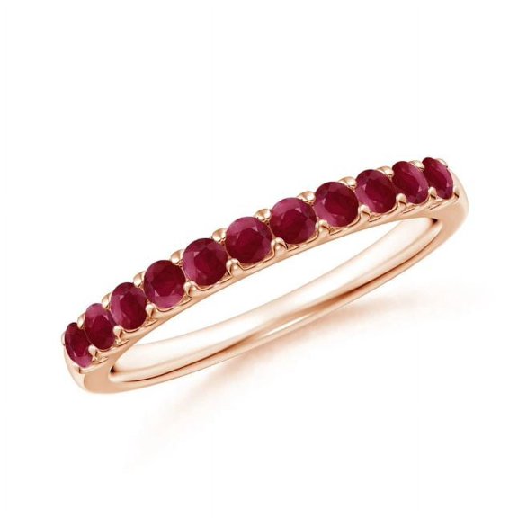 Round Shape Red Ruby Eternity Band Ring Women 925 Sterling Silver Rose Gold Plated July Birthstone Wedding Anniversary Gift Gemstone Jewelry