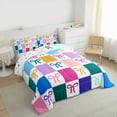 thumbnail image 3 of jejeloiu Chic Bow Bowtie Queen Comforter Set,Geometric Plaid Bedding Sets,Colorful Bowknot Bedding Comforter Set For Child,Ultra Soft Home Decor Reversible,3-Piece, 3 of 8