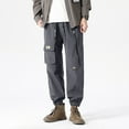 thumbnail image 4 of IROINNID Mens Cargo Pants Solid Color Drawstring Overalls Ankle Banded Pants Multi-Pocket Pants Elastic Waist Pants, 4 of 7