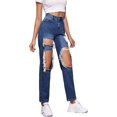 thumbnail image 3 of Women's Ripped Boyfriend Jeans Distressed Denim Ankle Length Jeans, 3 of 6