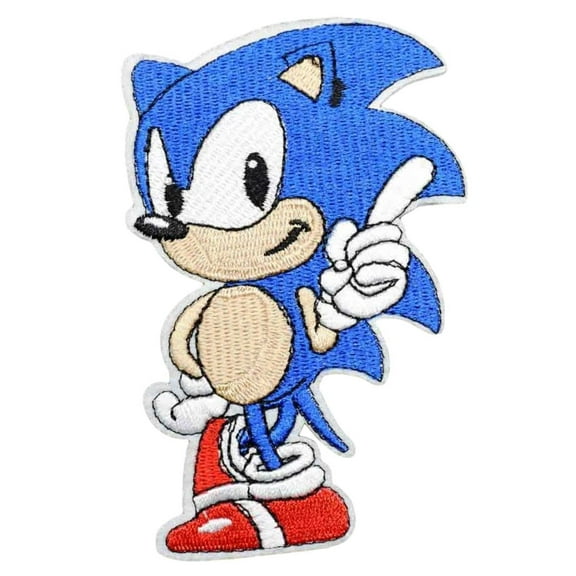 Sonic The Hedgehog Pointing 3 Inches Tall Embroidered Iron On Patch
