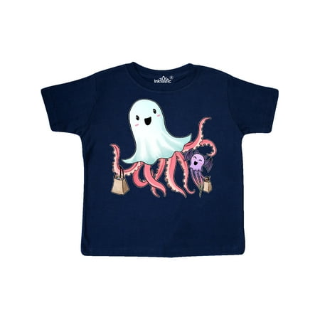 

Inktastic Cute Ghost Octopus Trick or Treating with Bat Gift Toddler Boy or Toddler Girl T-Shirt