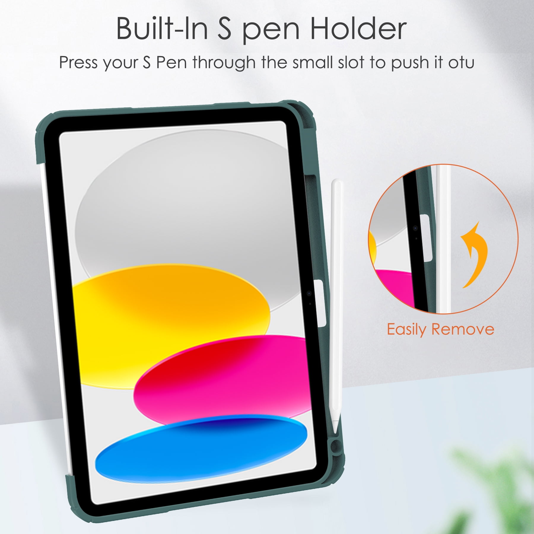 Allytech iPad 10th Generation Case with Pencil Holder, Transparent Clear Back Shell Trifold Stand Auto Sleep Wake Shockproof Drop Protective Case Cover for Apple iPad 10th Gen 2022-Green