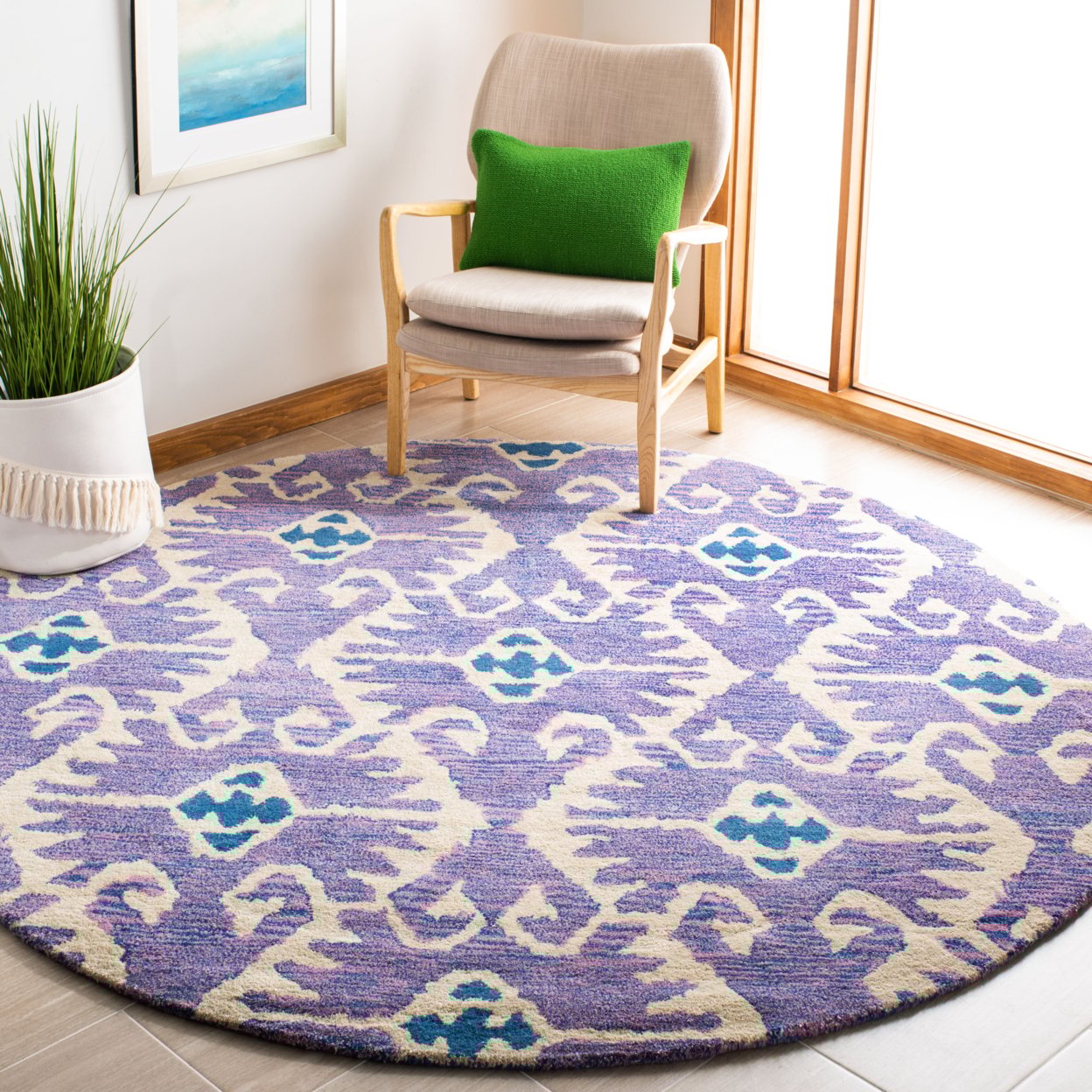 thumbnail image 2 of SAFAVIEH Wyndham Dzvonko Southwestern Wool Area Rug, Lavender/Ivory, 5' x 8', 2 of 10