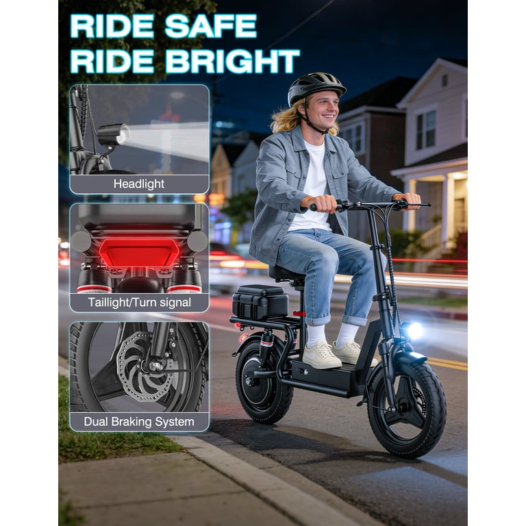 AZHAR GT12 Electric Scooter with Seat 1400W Peak Motor with Carry
