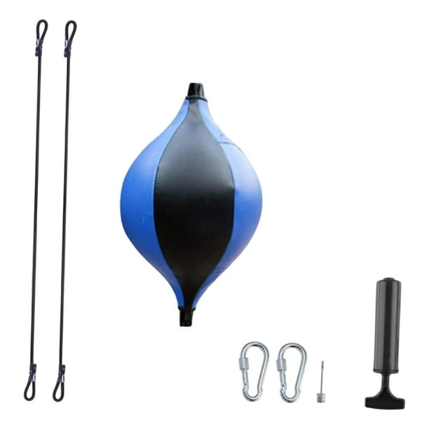 Saco de boxeo inflable de doble extremo para entrenamiento de reacción y agilidad. Negro Azul