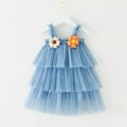 thumbnail image 2 of Fsqjgq Baby Girl Clothes Dresses for Girls Boho 30 Months Girl Clothes Blue Toddler Girls Sleeveless Floral Tulle Holiday Party Tiered Dress Dance Party Princess Dresses Clothes 110, 2 of 6
