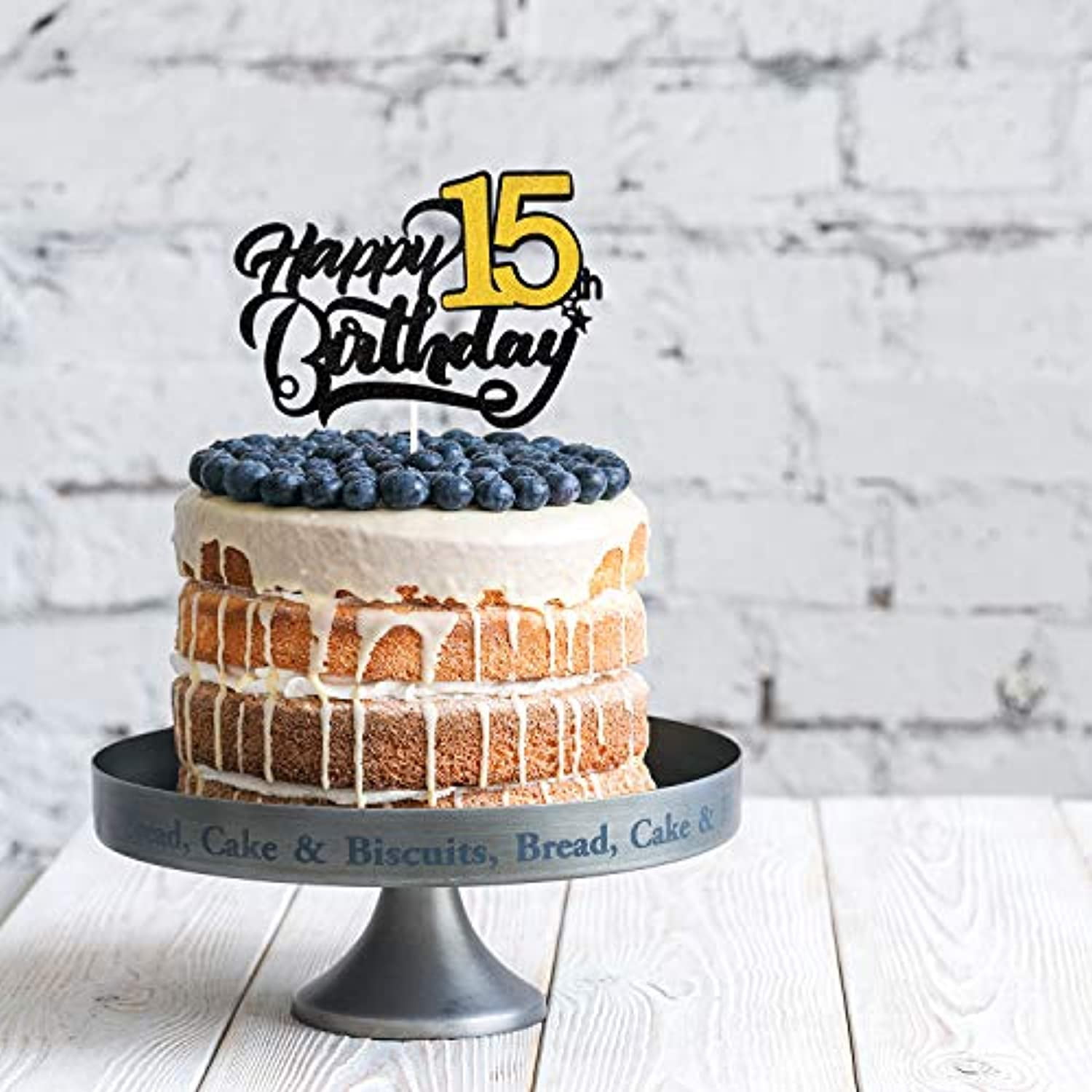 Happy 15Th Birthday Cake Topper - Black Glitter Fifteen Years Old Birthday Party Supplies - 15Th Cake Topper For Girls - Walmart.com