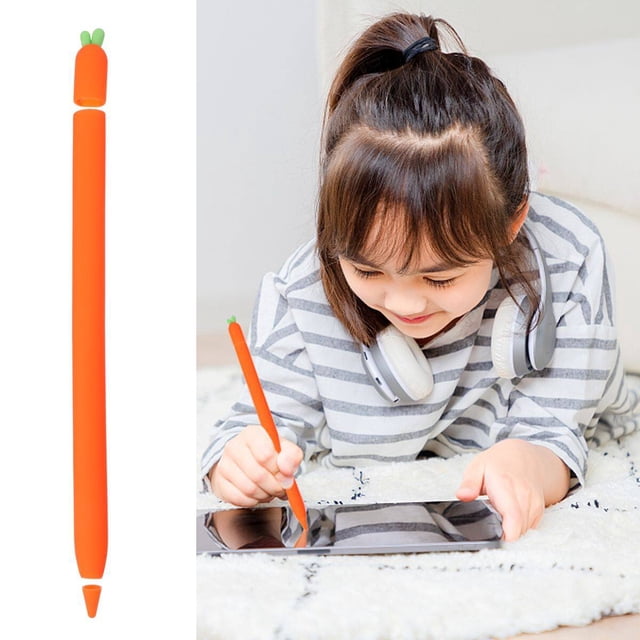 BEADCEST 5 Tips Orange Carrot Design Protective Case Compatible with Apple Pencil 1 2 6.88x0.39x0.39 In